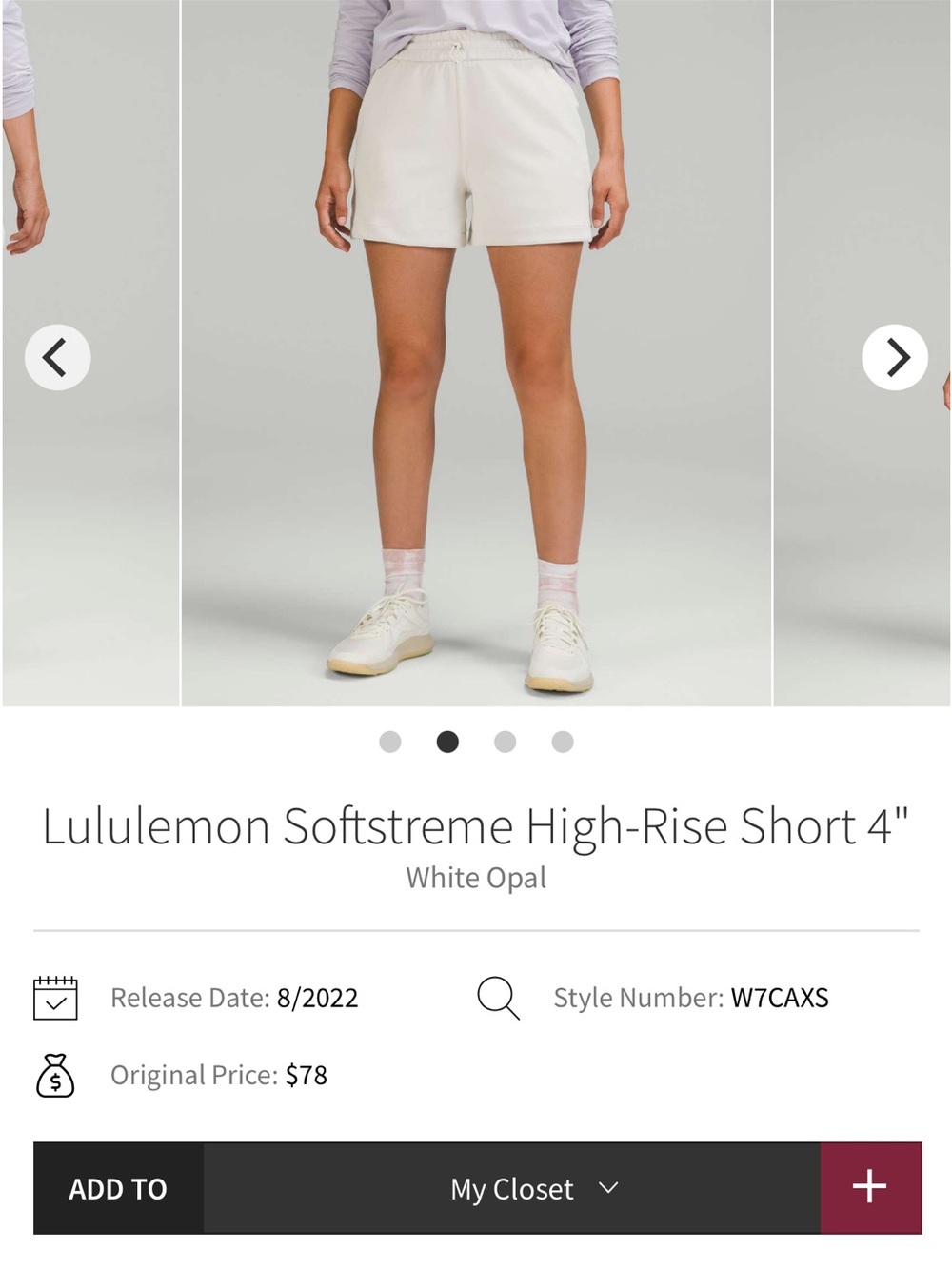 lululemon athletica Softstreame High-Rise Shorts — White Opal